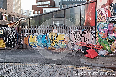 Amazing graffiti's and art work found all around Shoreditch area, Uk Editorial Stock Photo