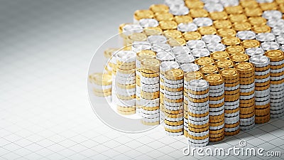 A Stunning Creative 3D Render Depicting Stacked Coins That Form a Unique and Intricate Pattern Design Stock Photo