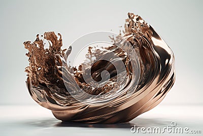 Natural Elements and Chic Design in 3D: Copper and Weathered Bronze Waves Stock Photo
