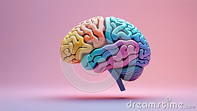 Intricate 3D Render of the Human Brain: Exploring the Complexity of Neural Networks and Cognitive Function Stock Photo