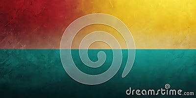 Abstract textured background with a horizontal split showing a gradient of red, yellow and teal colors. Generative AI Stock Photo