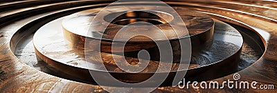 A stunning display of concentric circles and angular shapes perfectly balanced at the center of the table Stock Photo