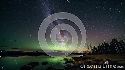 Meteor Shower Illuminates Night Sky Stock Photo