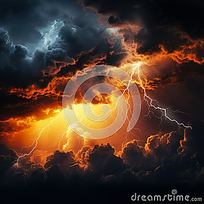 From Thunderous Skies to Lightning Strikes Evocative Artistry of Stormy Weather Stock Photo