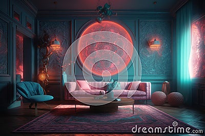 Stunning Dusty Rose Pink and Light Blue Luxury Design with Unique Digital Art and Intricate Wallpaper Stock Photo