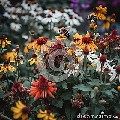 Bursting with Color: A Vibrant Flower Garden Stock Photo