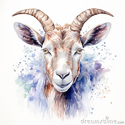 Detailed Dappled Goat Watercolor Clipart For Digital Painting And Paper Crafting Cartoon Illustration