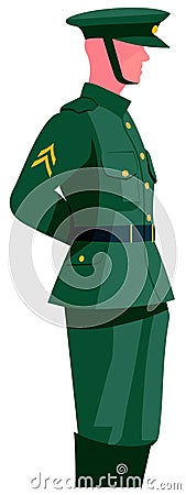 Calm Reflections of a Military Commander: Abstract Flat Illustration Vector Illustration