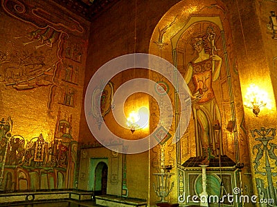 Stunning Greek Goddess Gilded Mosaics in the Golden Hall of Stockholm City Hall, Sweden Stock Photo