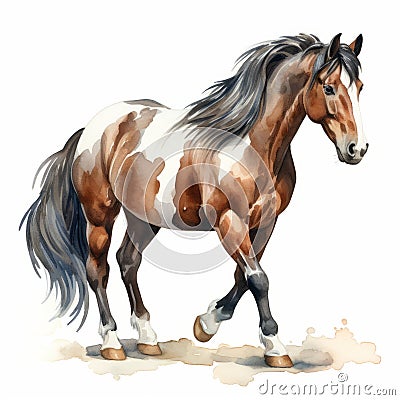Detailed Dappled Horse Watercolor Clipart For Digital Painting And Paper Crafting Cartoon Illustration