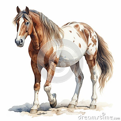 Detailed Dappled Horse Watercolor Clipart For Digital Painting And Paper Crafting Cartoon Illustration