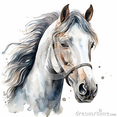 Detailed Dappled Horse Watercolor Clipart For Digital Painting And Paper Crafting Cartoon Illustration