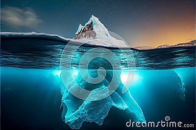 Stunning iceberg from above and below the water line Stock Photo