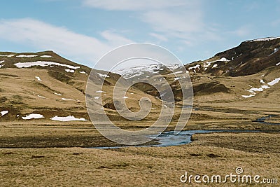 Stunning Iceland landscape photography. Beautiful river on the country side in the mountains of Iceland Stock Photo