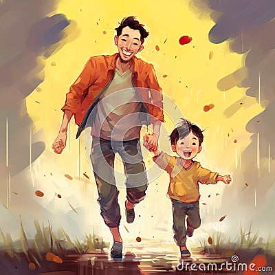 Amazing and classy image for fathers day AI Generated illustration Cartoon Illustration