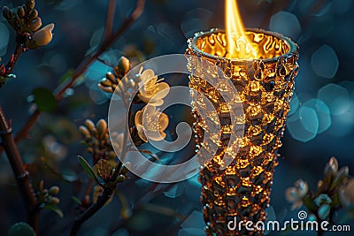 Passing the Olympic Torch: The Flame Continues Its Journey in the Torch Relay Stock Photo