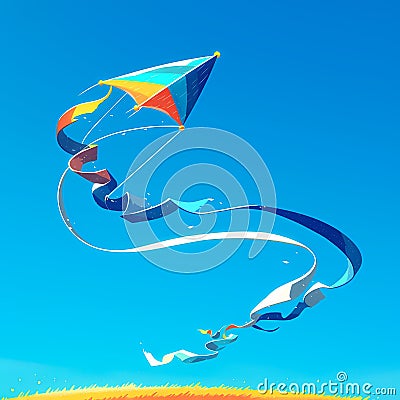 Colorful Kite Dancing in Wind Stock Photo