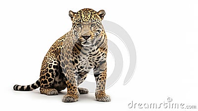 Jaguar animal full body on isolated white background Stock Photo