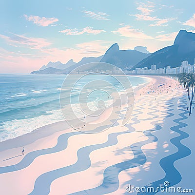 Spectacular Rio de Janeiro's Copacabana Beach Sunset Stock Photo