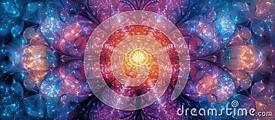 Mesmerizing Kaleidoscopic Symmetry - Vibrant Abstract Design with Intricate Patterns and Hypnotic Swirls for Various Pri Stock Photo
