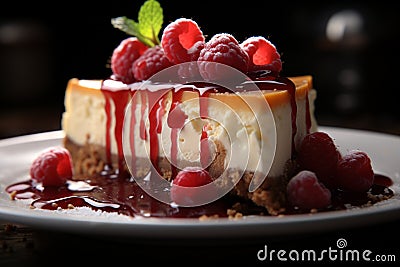 Stunning imagery celebrates a decadent cheesecake slice, pure visual indulgence Stock Photo