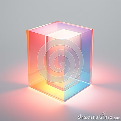 Colorful Cube Light: A Minimalistic Symmetry Of Translucent Immersion Stock Photo