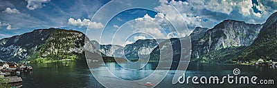 Stunning Lake Hallstatt Panorama Stock Photo