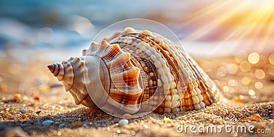 Stunning Macro Closeup of a Coastal Seashell Detailed Texture and Intricate Patterns Unveiled Stock Photo