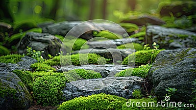 Majestic Moss: A Macro View of Nature's Textured Beauty - Perfect for Wallpaper Stock Photo