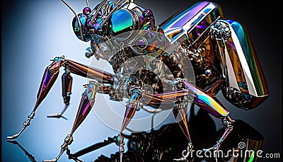 Colorful Reflective Metallic Boxer Mantis Insect by Generate AI Stock Photo