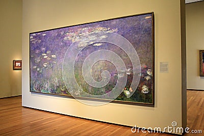 Stunning masterpiece,Monet's Water Lilies,Cleveland Art Museum,Ohio,2016 Editorial Stock Photo