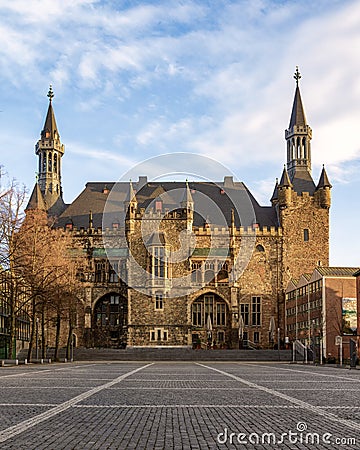 Stunning medieval Aachen Town Hall in NRW, Germany. Editorial Stock Photo