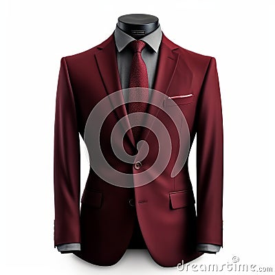 Stunning Mens Maroon Suit: Realistic, Detailed Rendering For A Polished Look Stock Photo