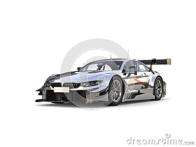 Stunning modern silver super race car Stock Photo