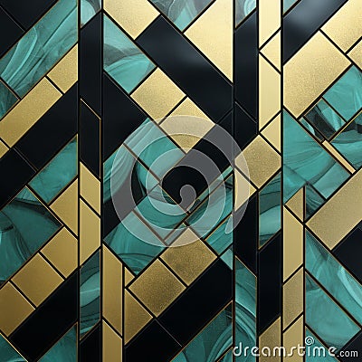 Luxurious Geometric Pattern In Black, Gold, And Teal Stock Photo