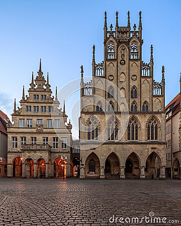 Beautiful Town Hall of Muenster in NRW Germany. Editorial Stock Photo