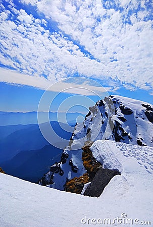 Stunning nature snow landscape Himalayas Stock Photo