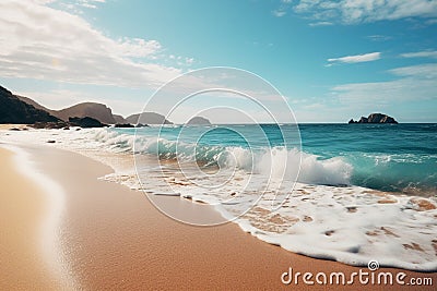 A Stunning Ocean and Sandy Beach Shot Capturing Nature's Serenity Stock Photo