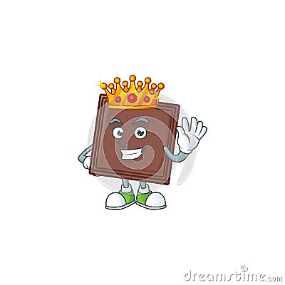 A stunning of one bite chocolate bar stylized of King on cartoon mascot style Vector Illustration