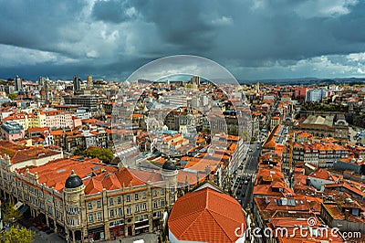 Stunning panoramic aerial view of traditional historic buildings in Porto Stock Photo