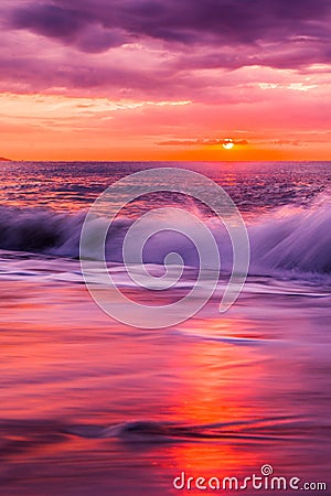 Stunning and peaceful seascape at sunset. Stock Photo