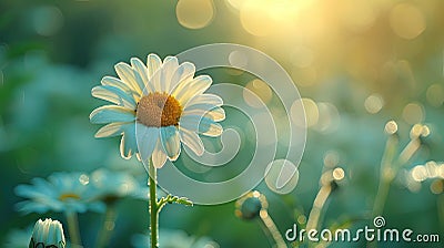 Pure Beauty: A Close-Up of a White Daisy, Symbolizing Innocence, Purity, and Serenity Stock Photo