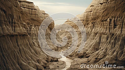 Tracing A Beautiful Line: A Stunning Desert Canyon With A River Stock Photo