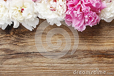 Stunning pink peonies, yellow carnations and roses Stock Photo