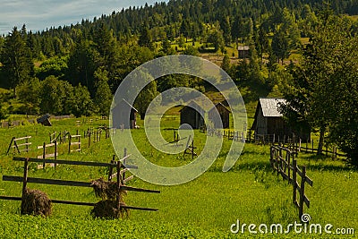 Stunning rural farm in a romanian mountains Stock Photo