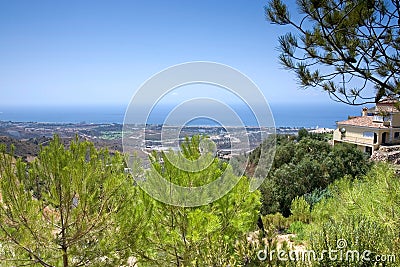 Stunning sea views from hills behind Marbella in Spain Stock Photo