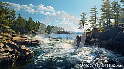 Scenic Ocean Scene With Realistic And Hyper-detailed Renderings Stock Photo