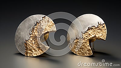 Stunning Silver And Gold Earrings: Irregular Structures With Exquisite Detail Stock Photo