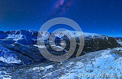 Stunning starry sky in a blue haze Stock Photo