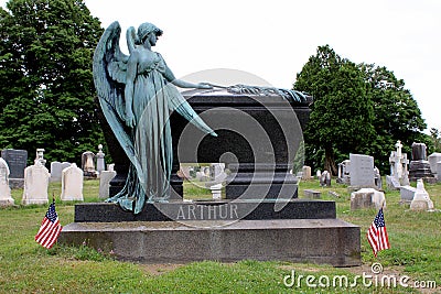 Stunning statue and memorial of President Chester A. Arthur, Albany Rural Cemetery, 2019 Editorial Stock Photo